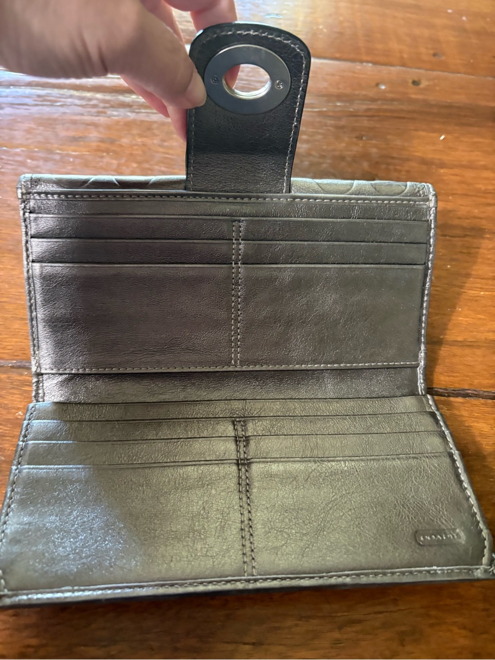 Coach Metallic Signature Continental Wallet - Silver - Picture 3 of 6